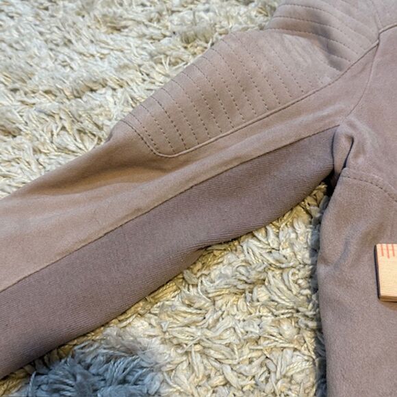 BCBG MaxAzria Cropped Goat Leather Moto Jacket Small Taupe Biker Y2K Streetwear - Picture 11 of 11